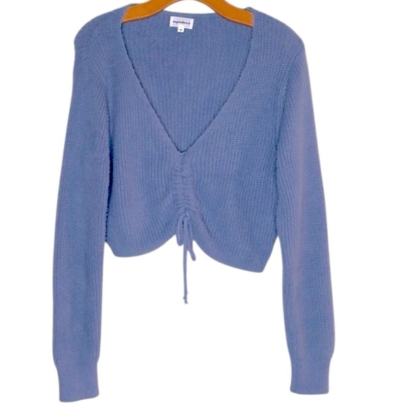 Revolve superdown Cropped Ruched Sweater Lilac Purple Size Medium - Picture 1 of 8